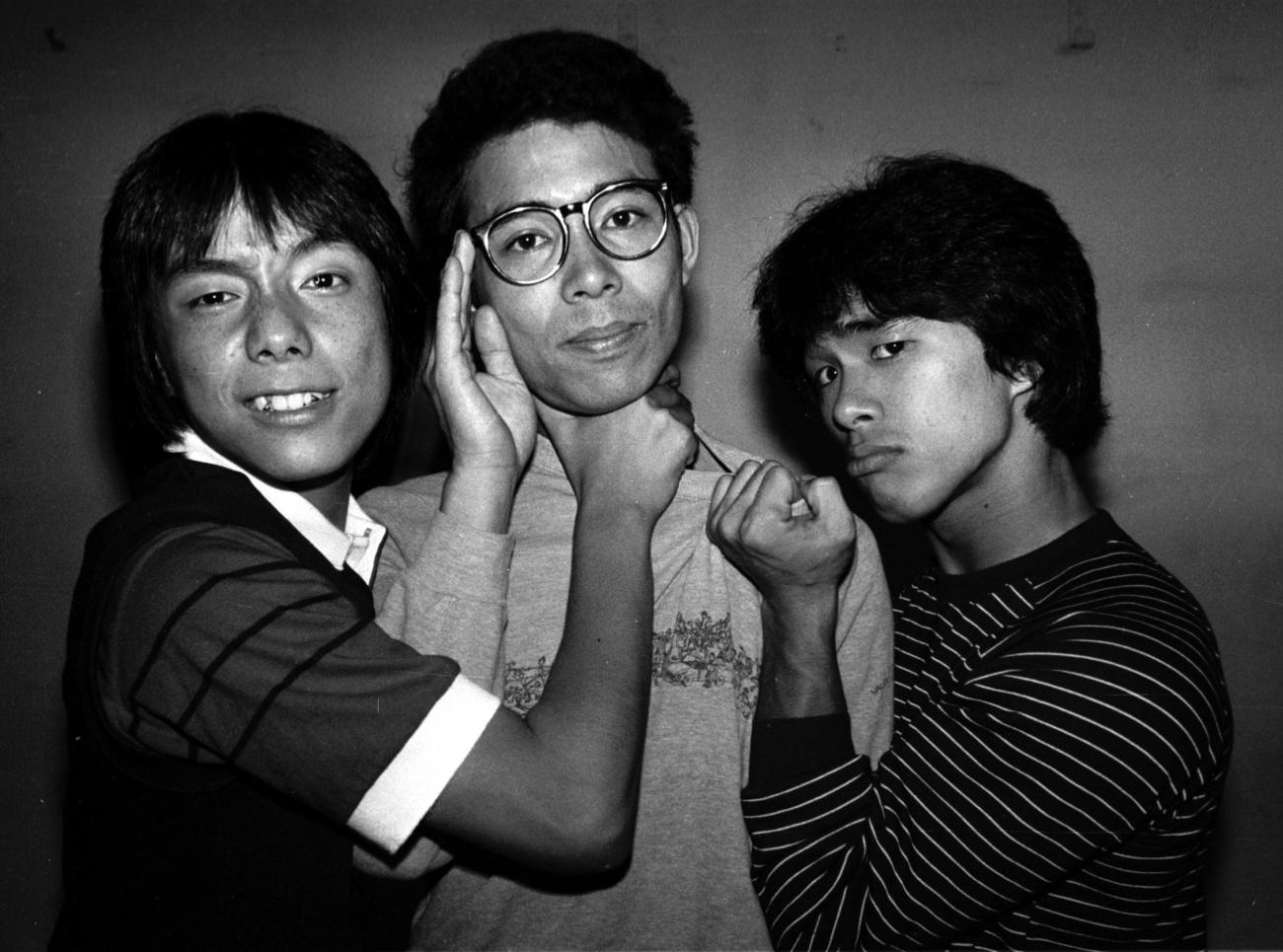 81年9月、若き日のイモ欽トリオ。左から長江健次、山口良一、西山浩司