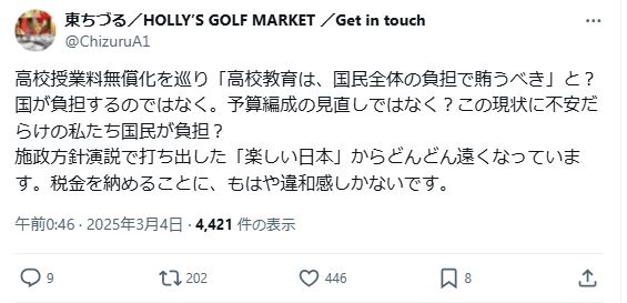 東ちづるのXから