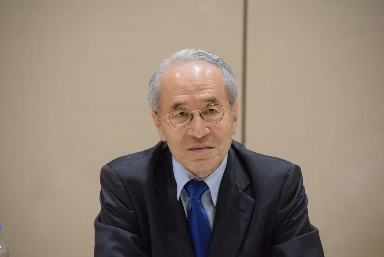会見を開いた読売テレビの松田陽三社長（撮影・阪口孝志）