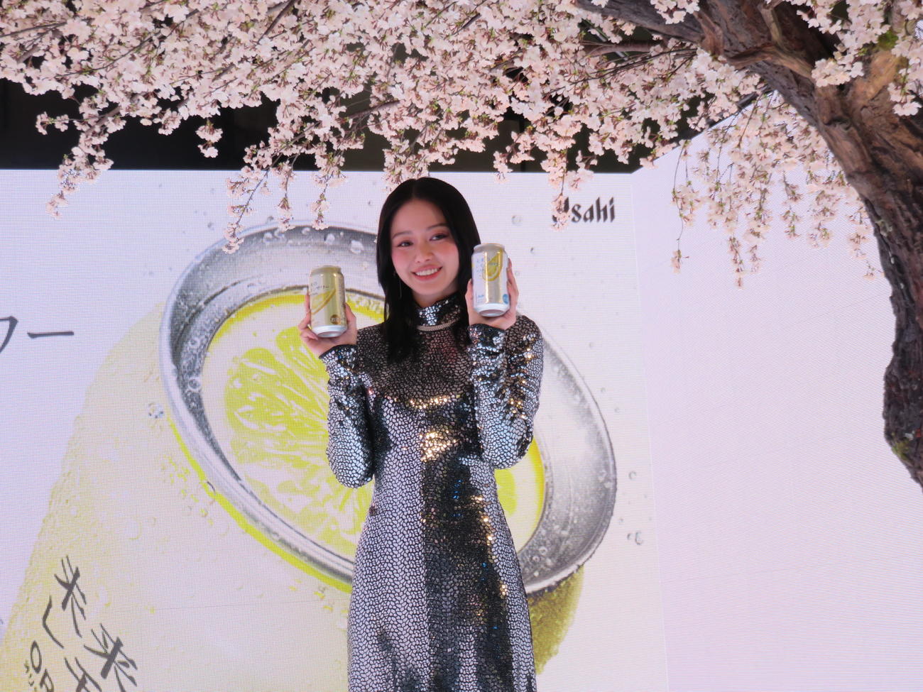 アサヒビール「未来のレモンサワー　THE HANAMI BAR」のプレビューに出席した山本舞香