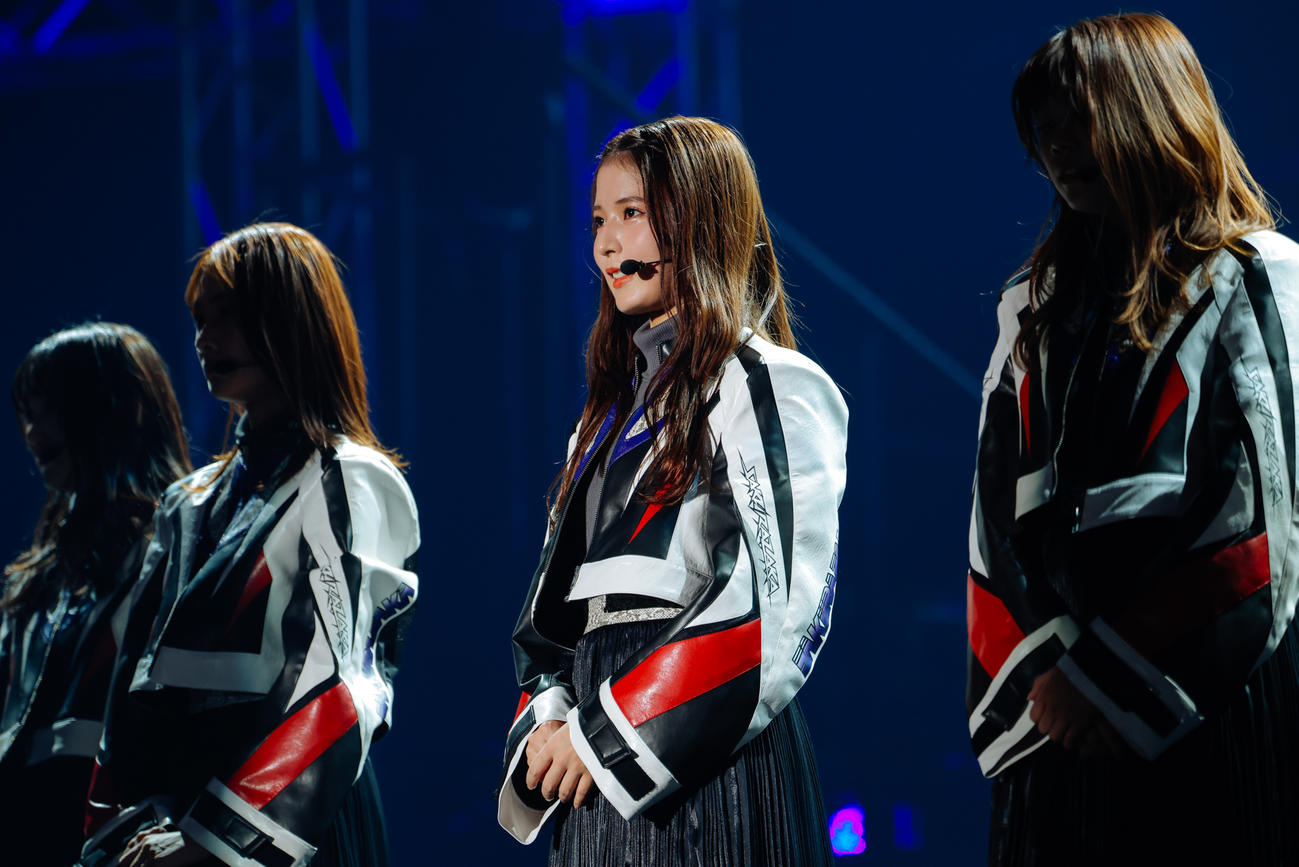 「11th Single BACKS LIVE!!」であいさつする櫻坂46中嶋優月（撮影・上山陽介氏）