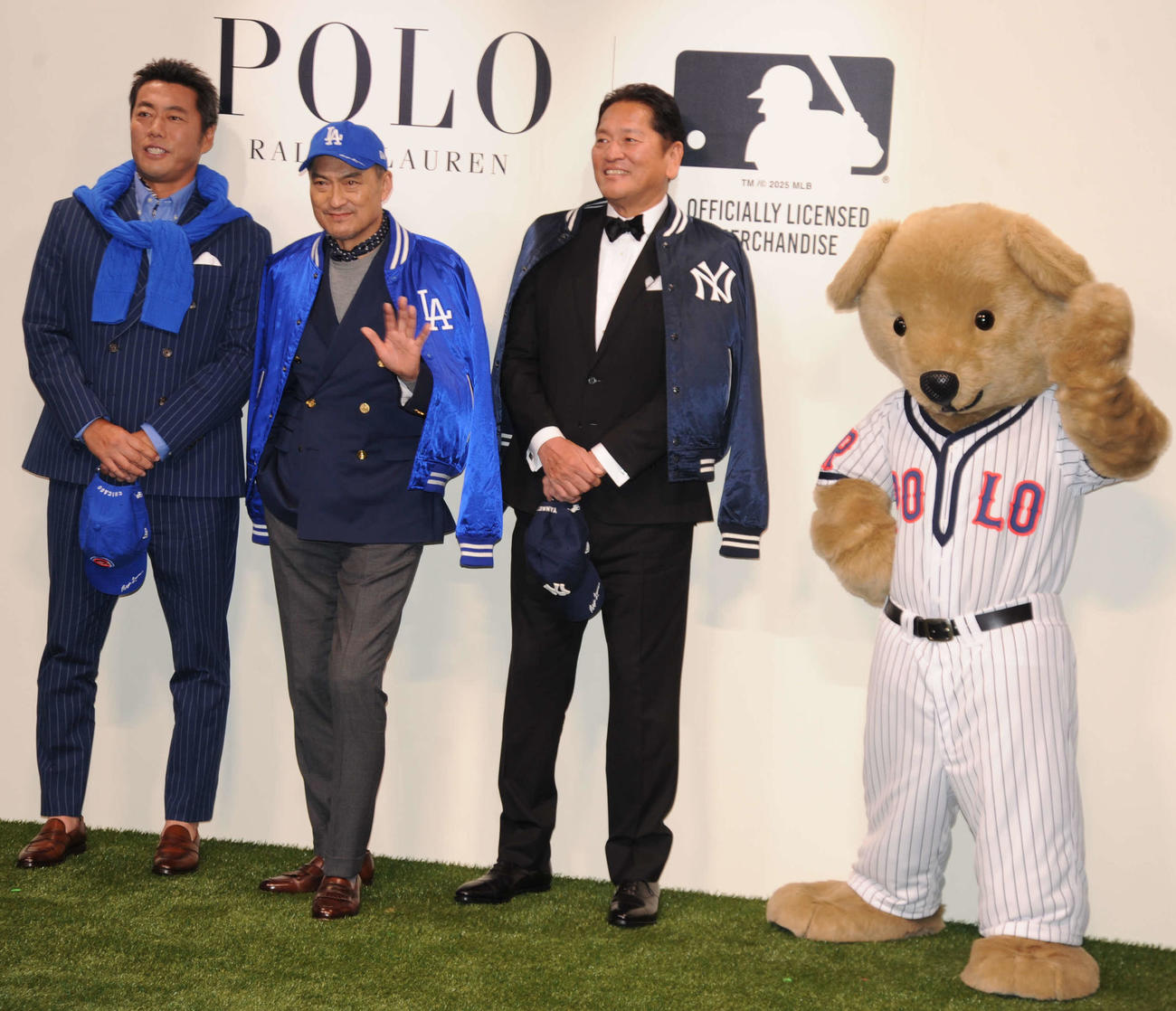 「ポロ　ラルフ　ローレン×MLB　ローンチイベント」に出席した、左から上原浩治氏、渡辺謙、佐々木主浩氏（撮影・松尾幸之介）