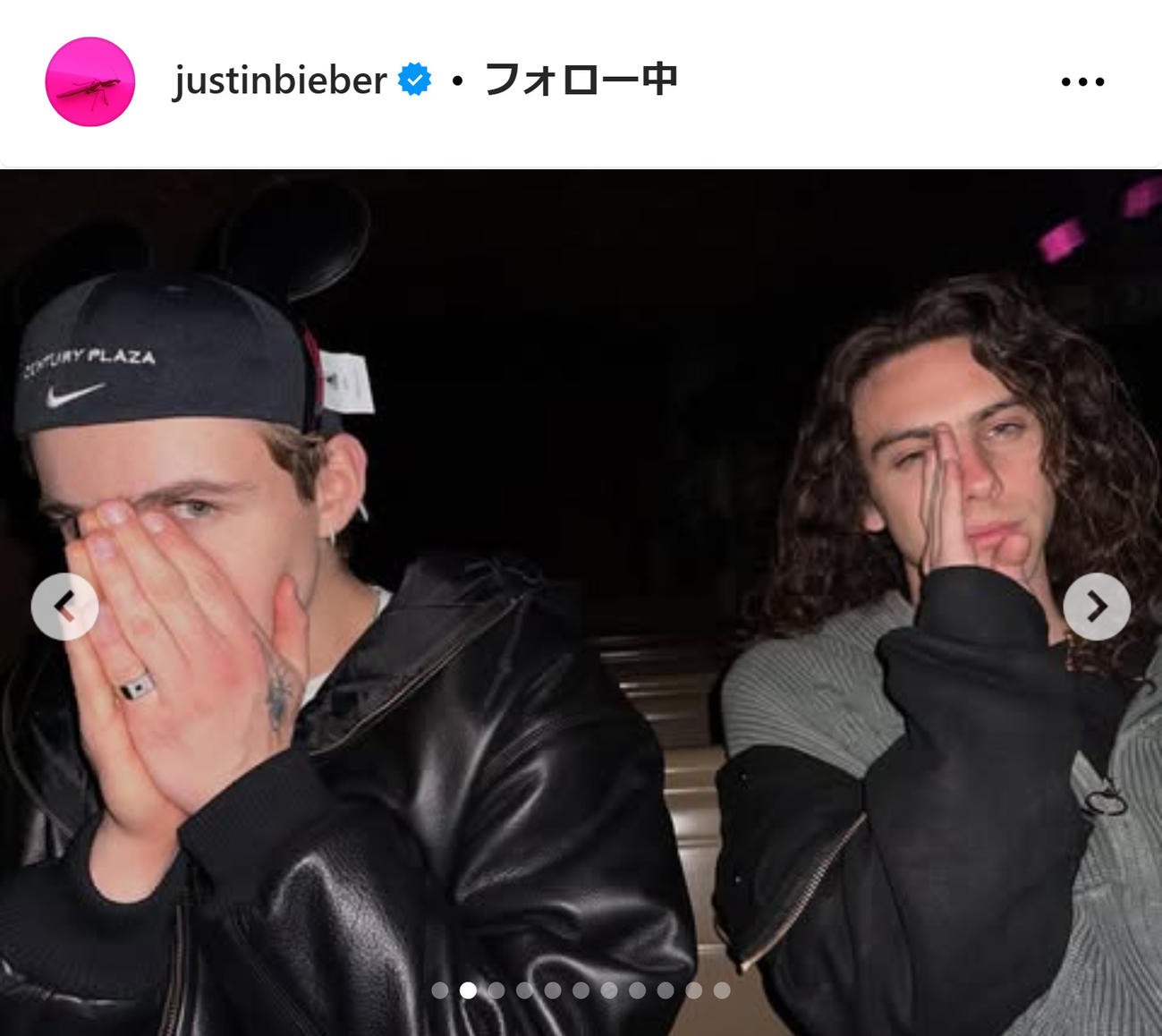 ジャスティン・ビーバーのインスタグラムから