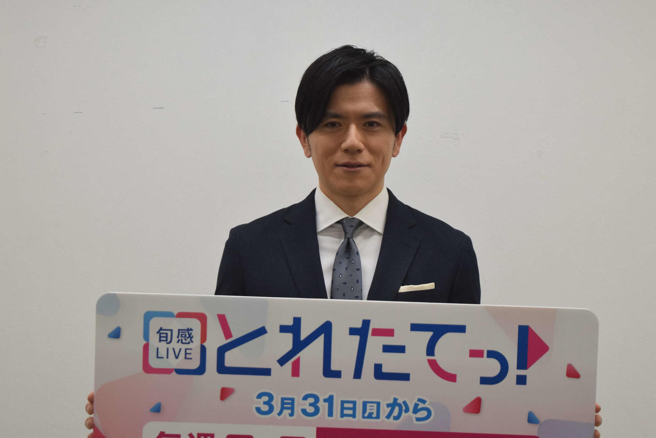 カンテレの春の編成会見に登場した青木源太アナウンサー（撮影・阪口孝志）