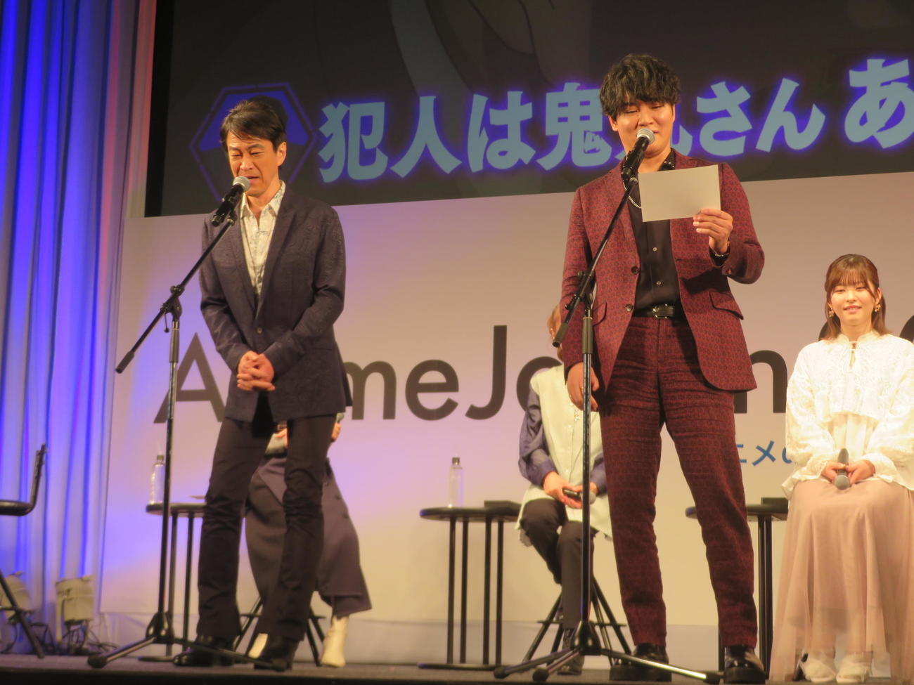 コラボ番宣CMの生アフレコを披露した小山力也（左）と細谷佳正