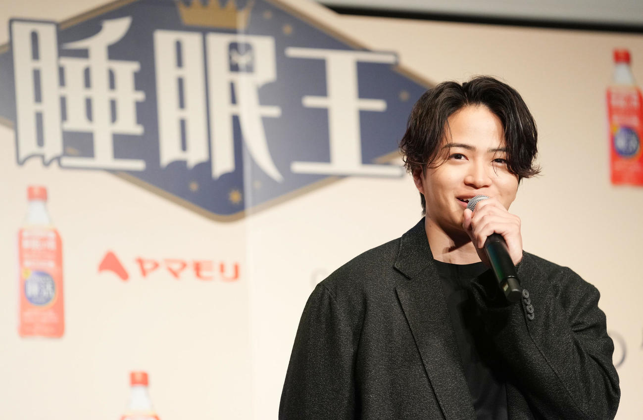 イベントに登壇したtimeleszの菊池風磨（撮影・横山健太）