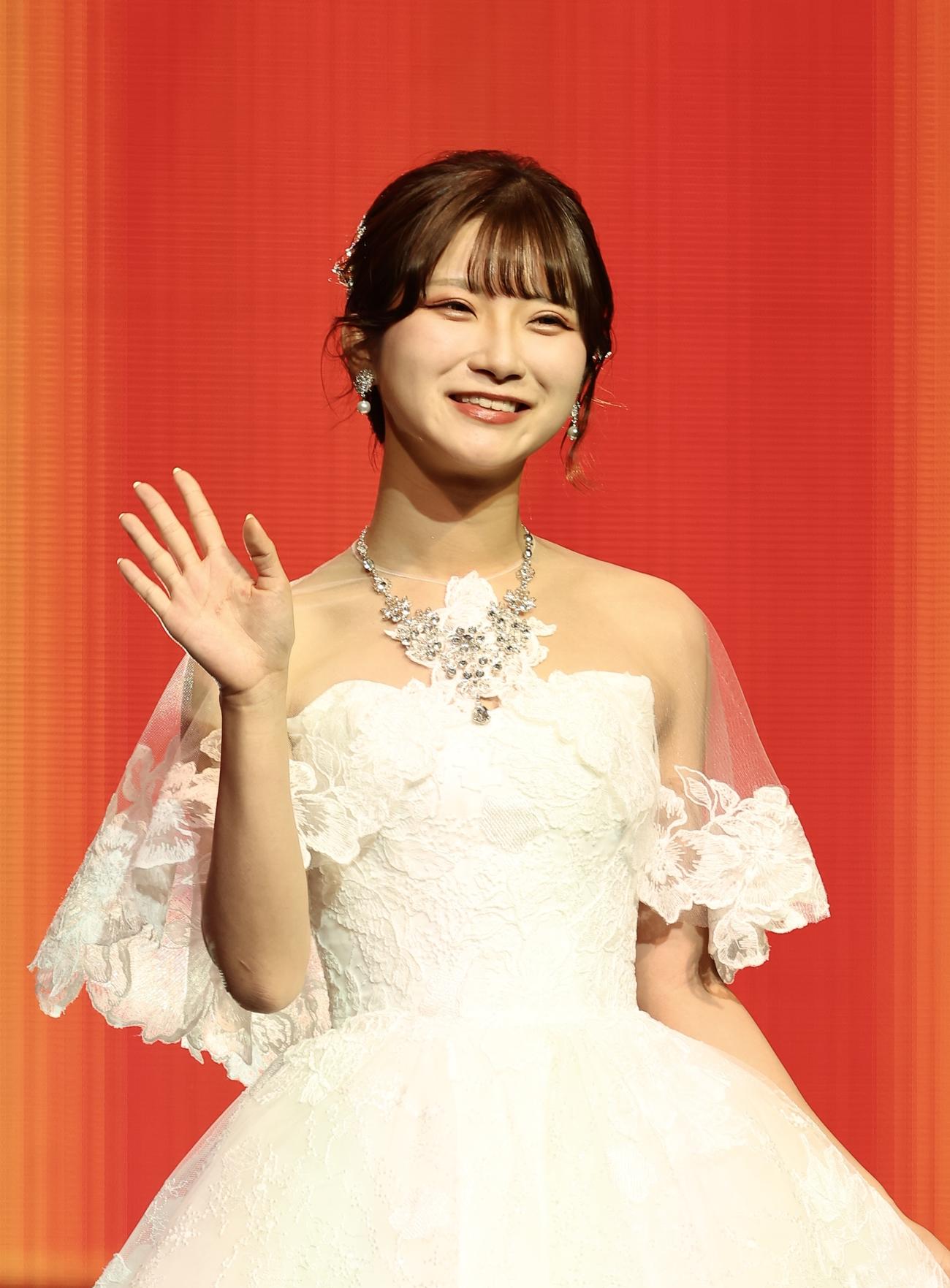 「MISS OF MISS CAMPUS QUEEN CONTEST 2025」に臨む石垣心さん（撮影・河田真司）