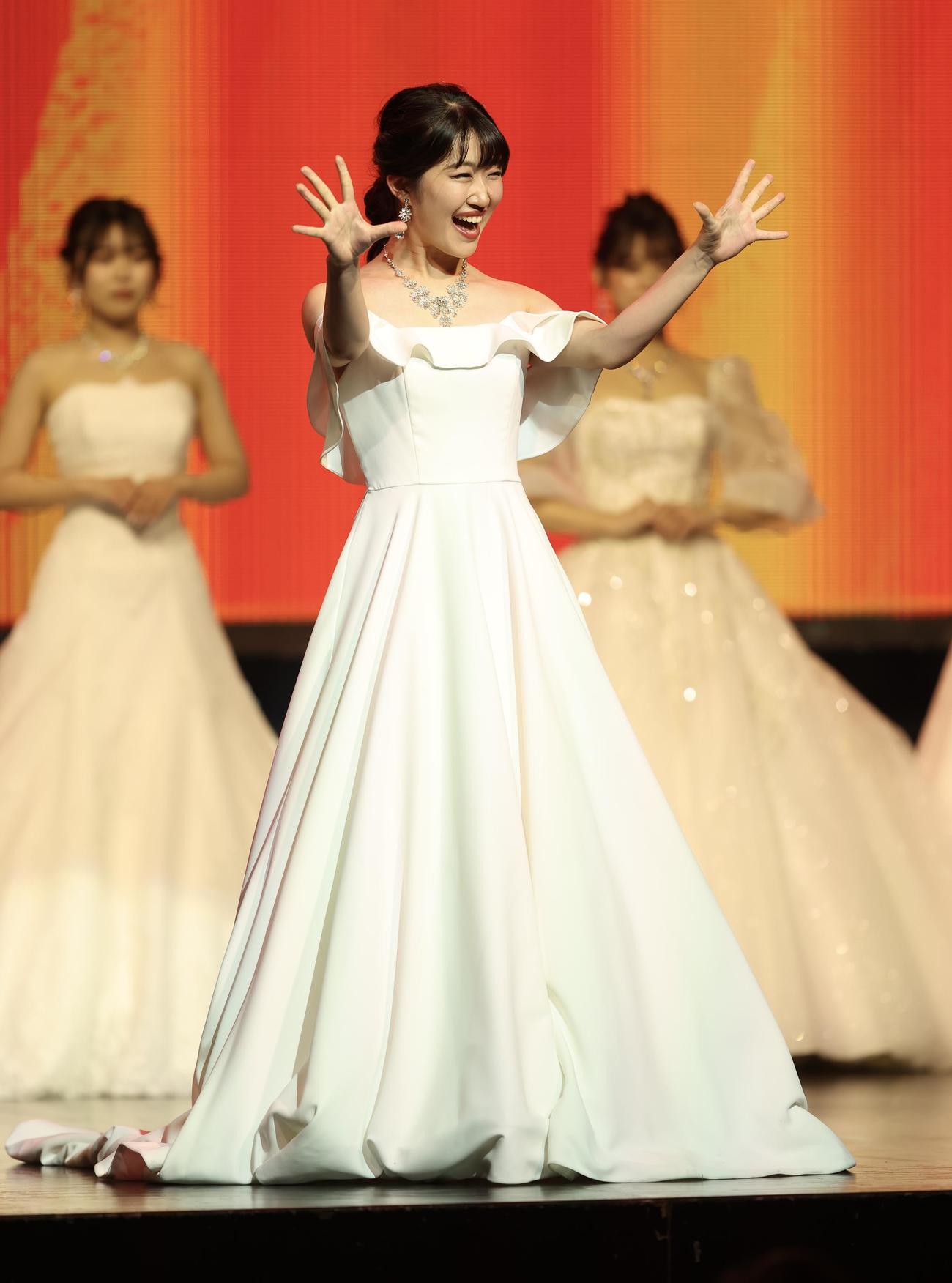「MISS OF MISS CAMPUS QUEEN CONTEST 2025」に臨む和根崎颯美さん（撮影・河田真司）