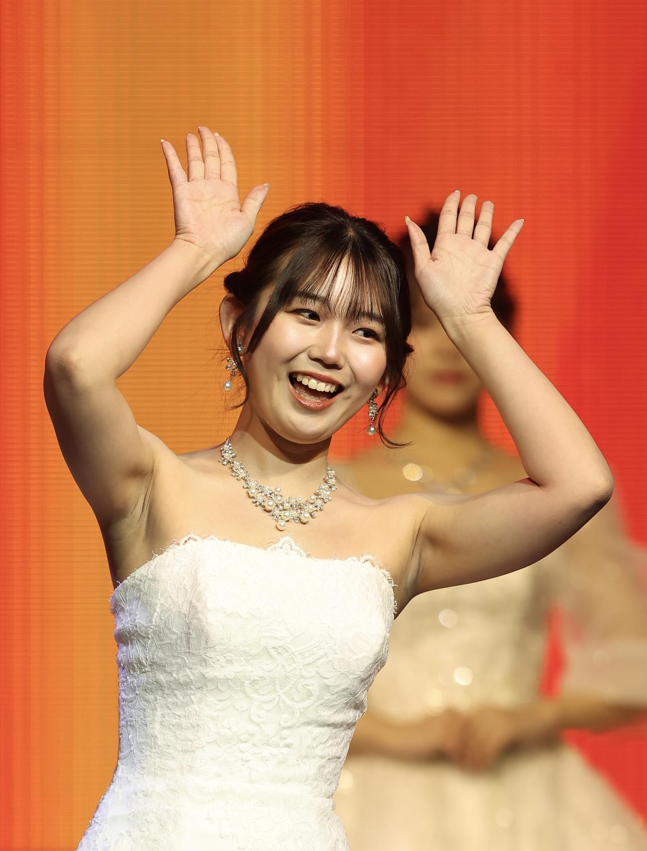「MISS OF MISS CAMPUS QUEEN CONTEST 2025」に臨む磯邊明日菜さん（撮影・河田真司）