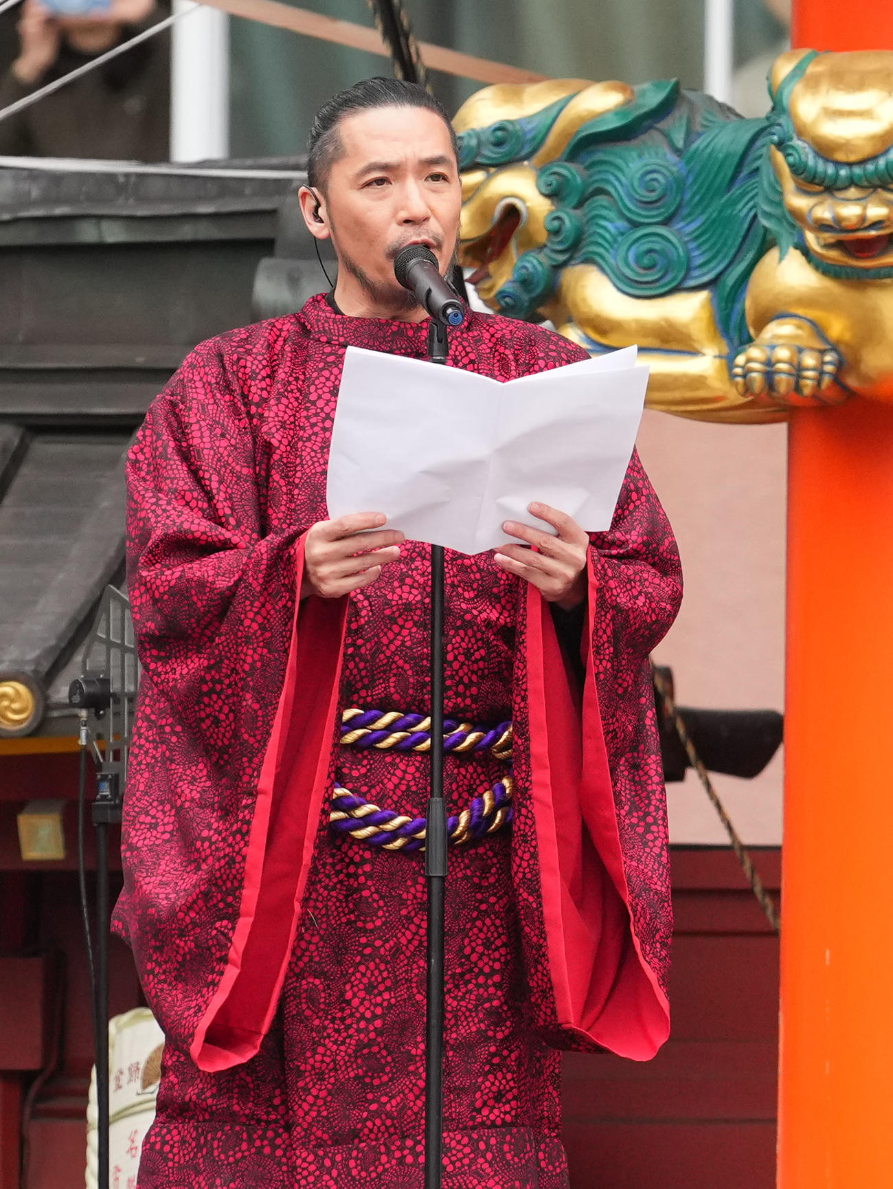 襲名披露で口上するZeebra（撮影・横山健太）