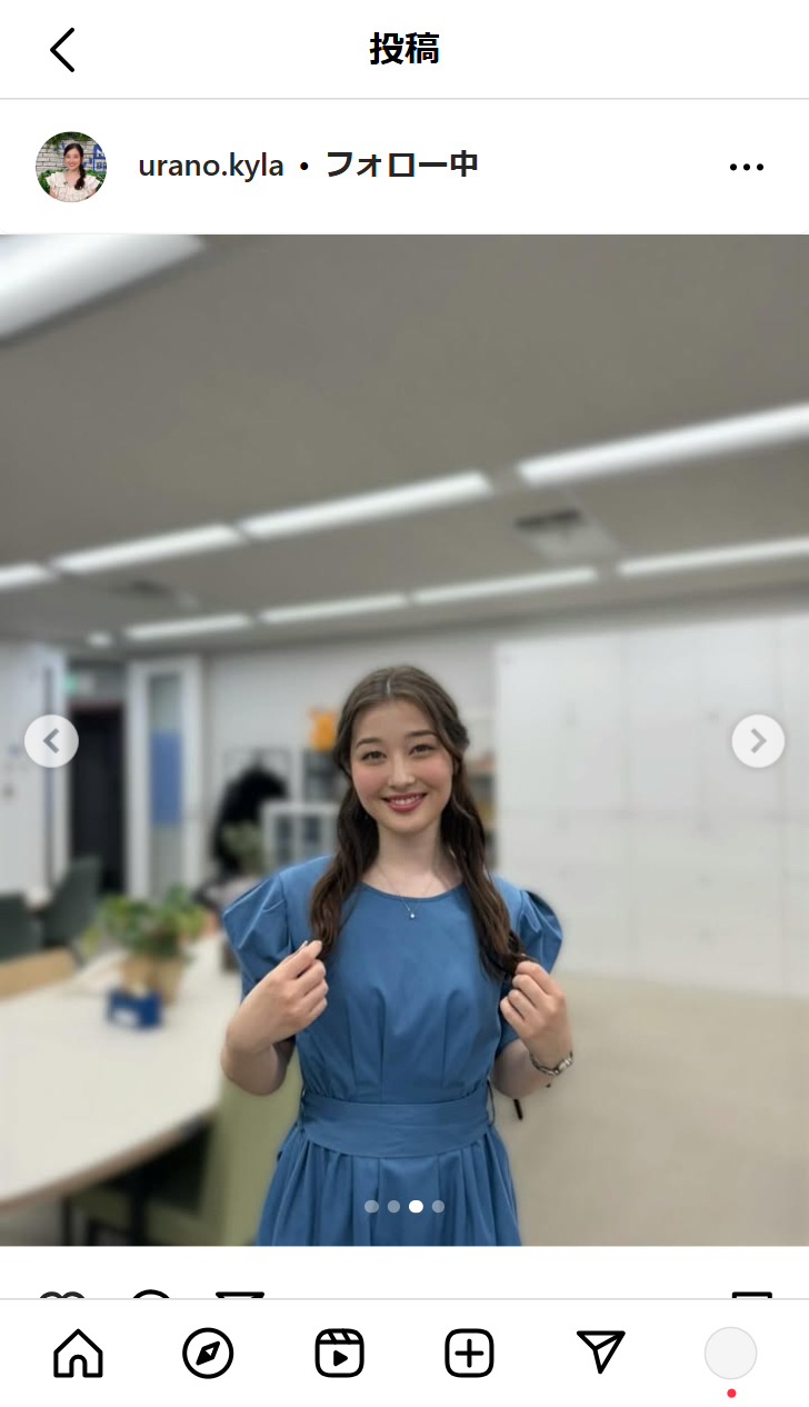 浦野芽良アナのインスタグラムから