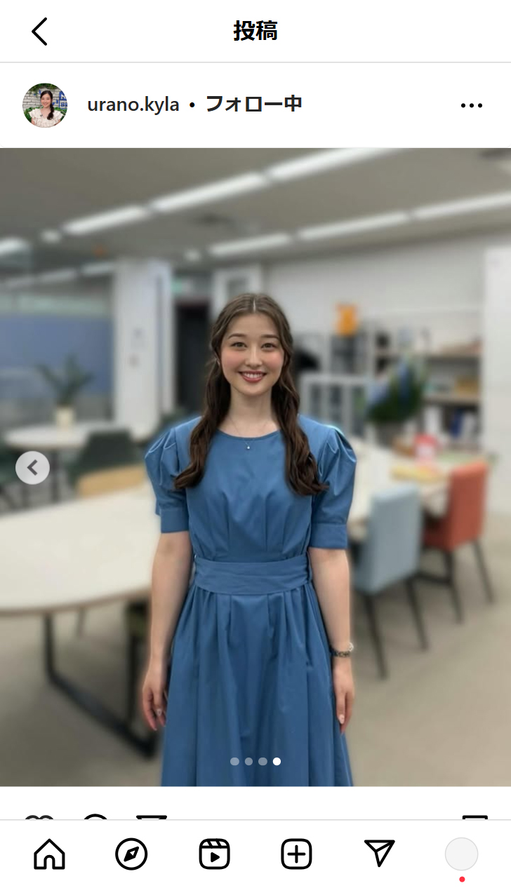 浦野芽良アナのインスタグラムから