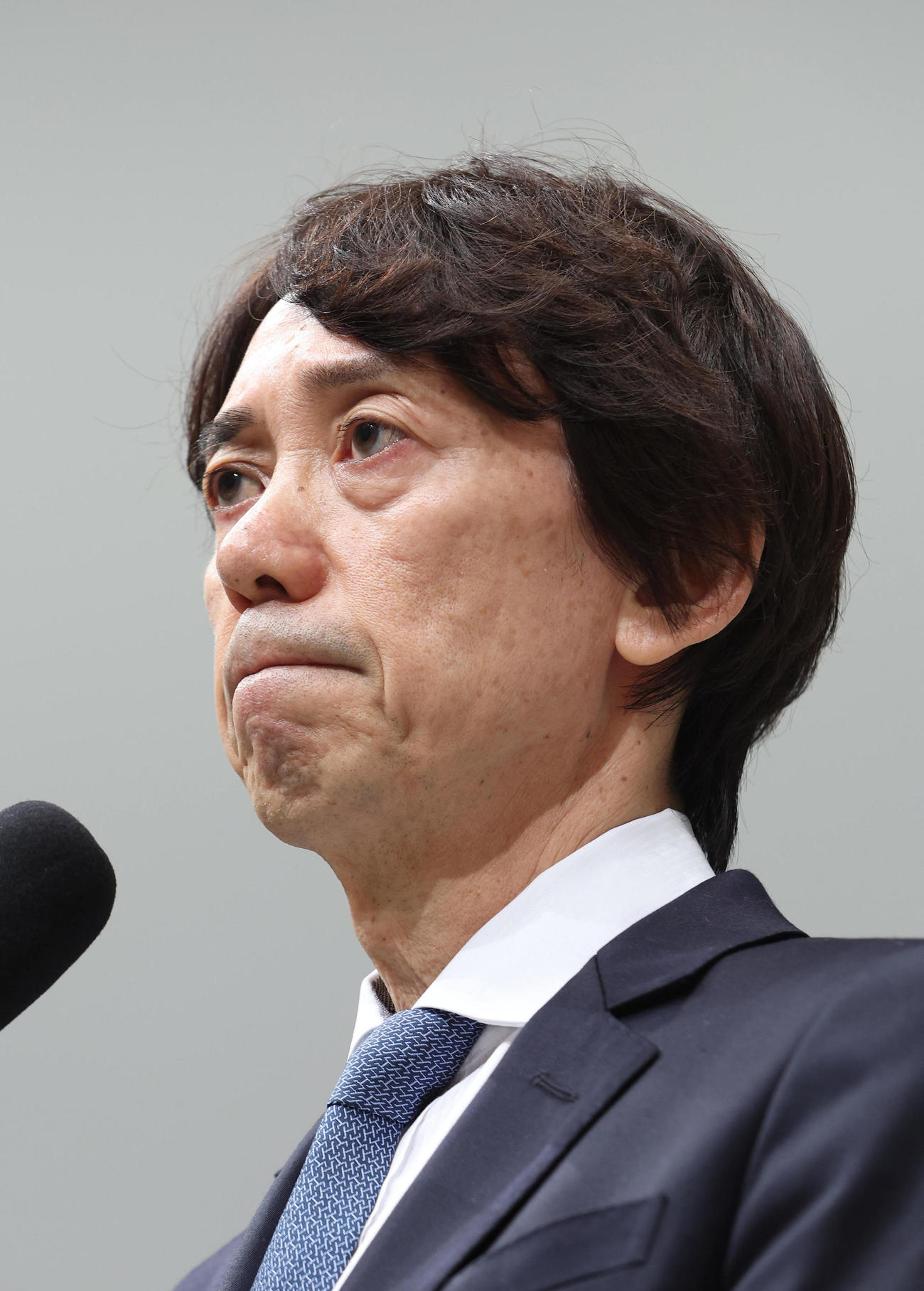 辞任を発表し口を紡ぐ関西テレビ大多亮代表取締役社長（撮影・白石智彦）