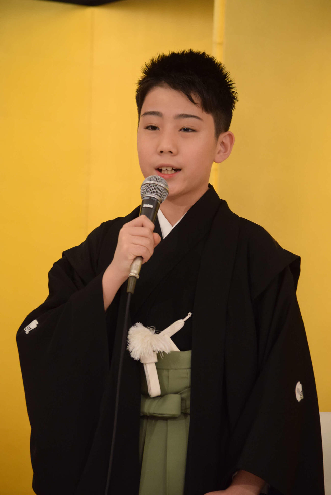 襲名披露「七月歌舞伎」への意気込みを語った尾上丑之助（撮影・阪口孝志）