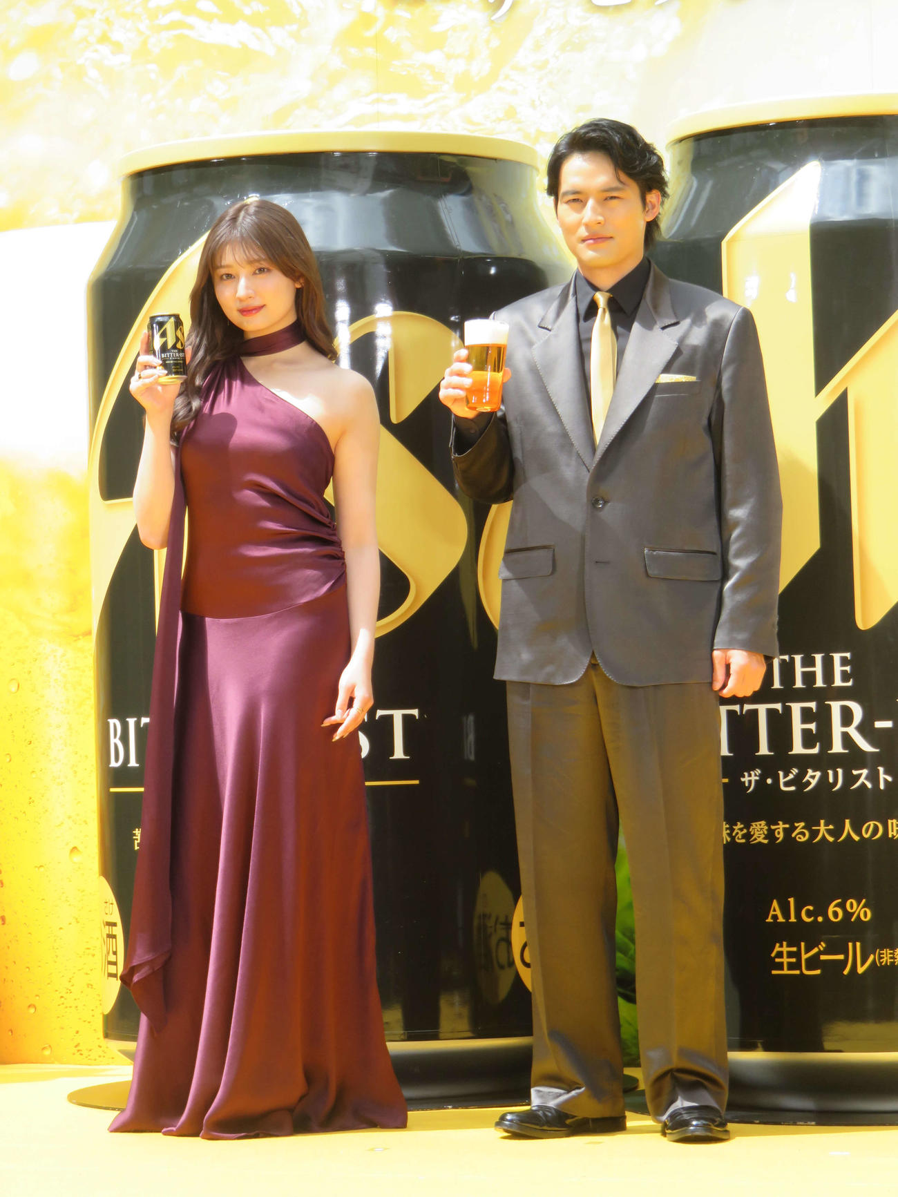 「アサヒ　サ・ビタリスト　CM発表会」に登壇した水上恒司（右）と吉川愛
