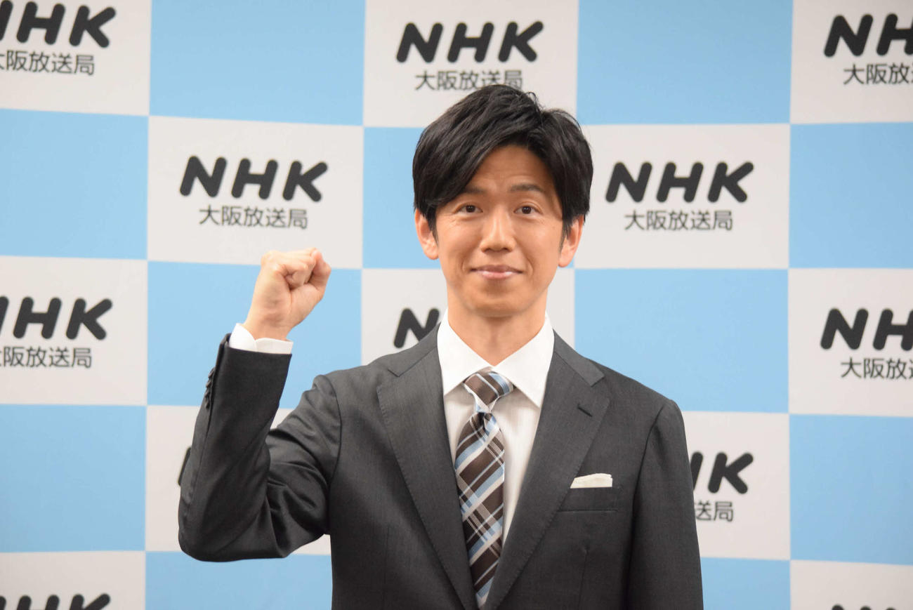 取材会に出席した三條雅幸アナウンサー（撮影・阪口孝志）