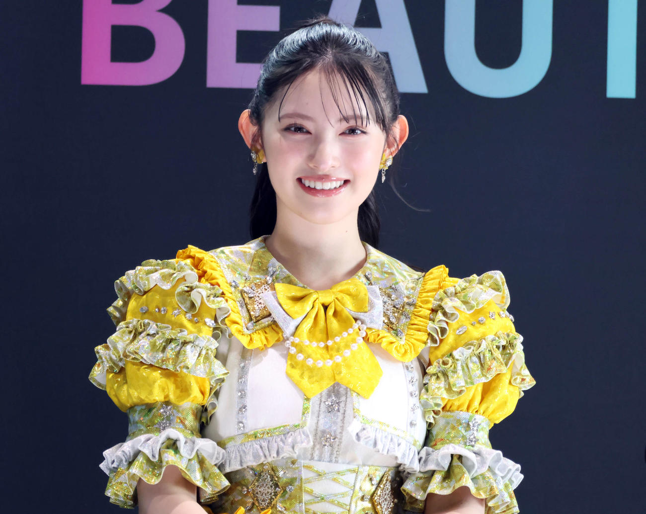 「TikTok BEAUTY FEST」のビューティーステージに登壇した超ときめきハート宣伝部菅田愛貴（撮影・山本朝陽）