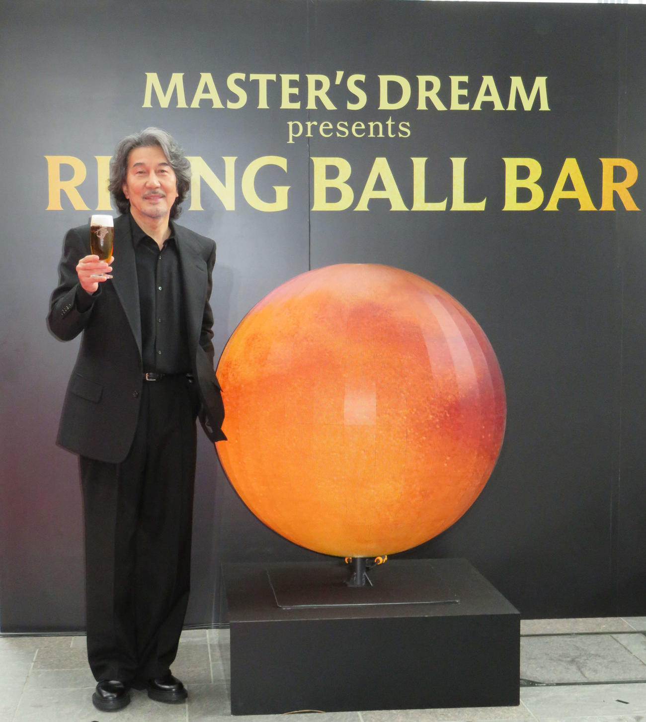 サントリー「ザ・プレミアム・モルツ　マスターズドリーム」RISING BALL BARオープニングイベントに出席した役所広司（撮影・村上幸将）