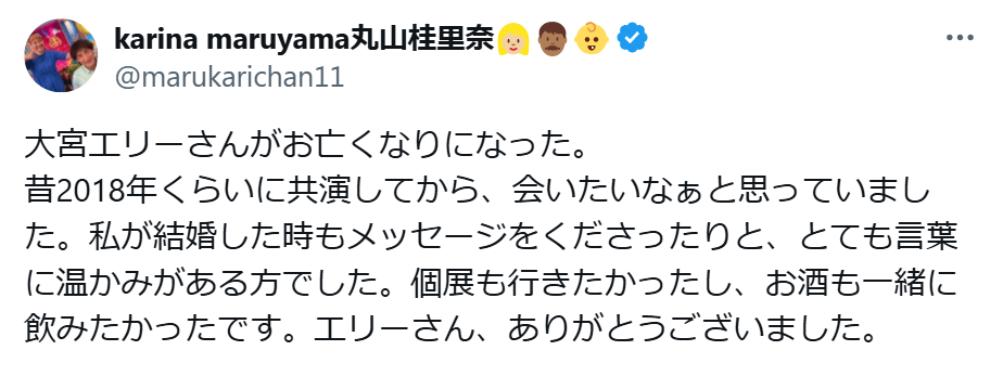 丸山桂里奈のXから