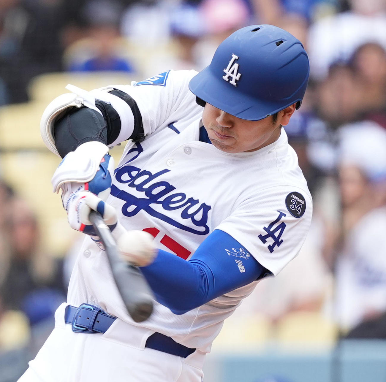 ドジャース対パイレーツ　4回裏ドジャース1死、空振りの三振に倒れる大谷（撮影・菅敏）