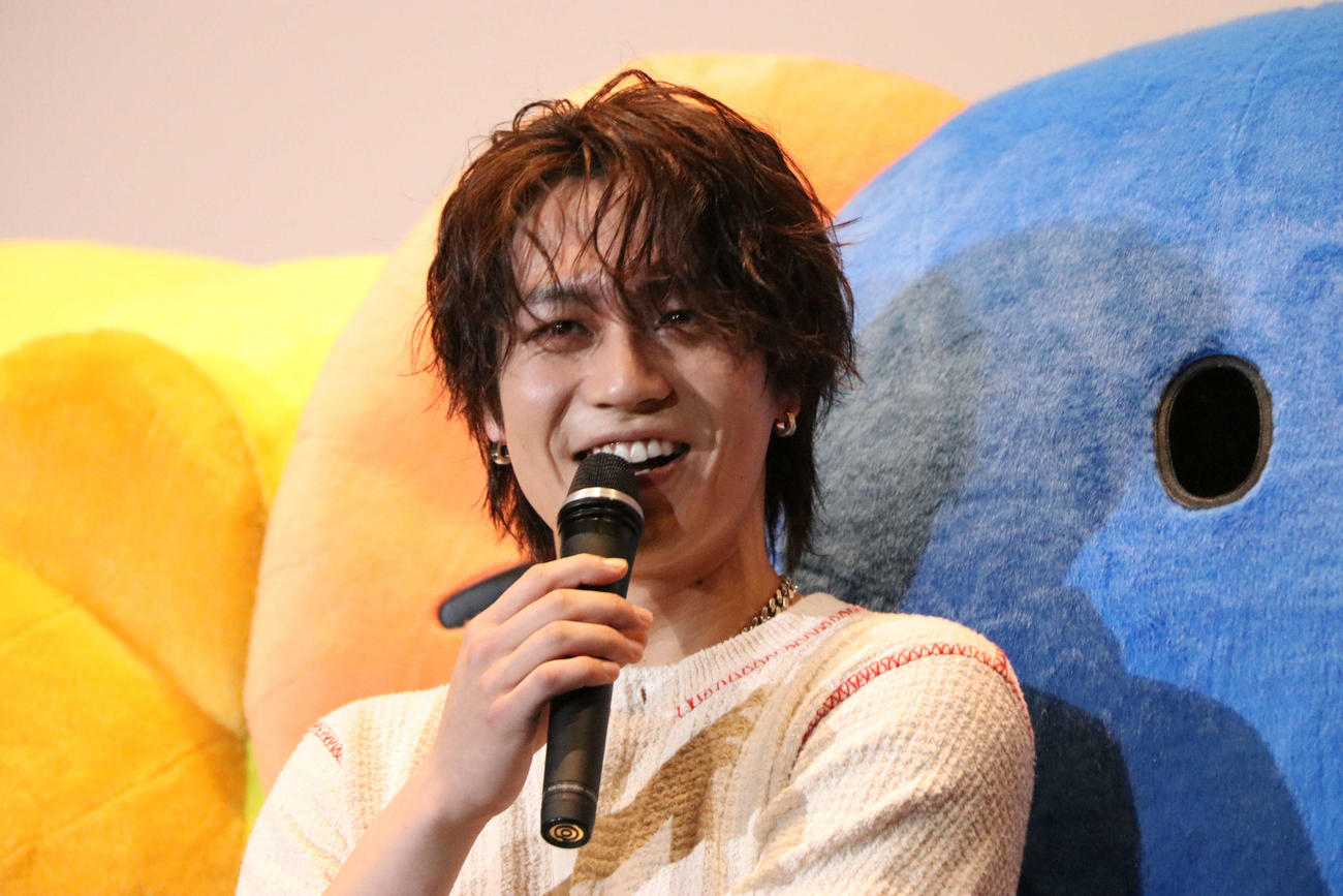 映画「たべっ子どうぶつTHE MOVIE」初日舞台あいさつにて笑顔を見せる松田元太（撮影・北村健龍）