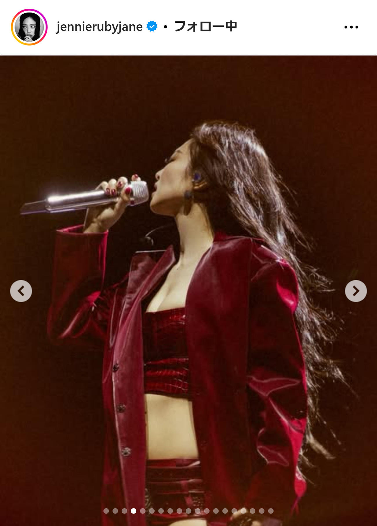 JENNIEのインスタグラムから