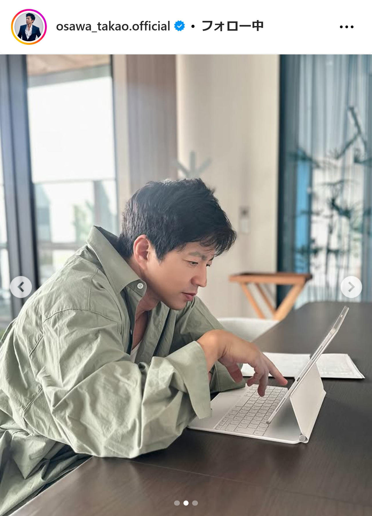 大沢たかおのインスタグラムから
