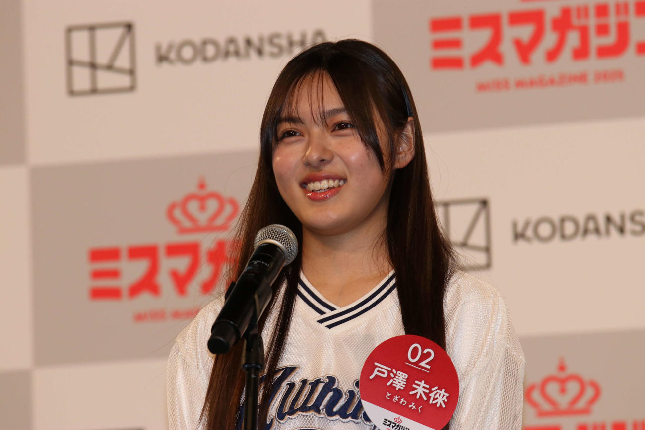 ミスマガジン2025ベスト16お披露目イベント　登壇する戸澤未徠（撮影・北村健龍）