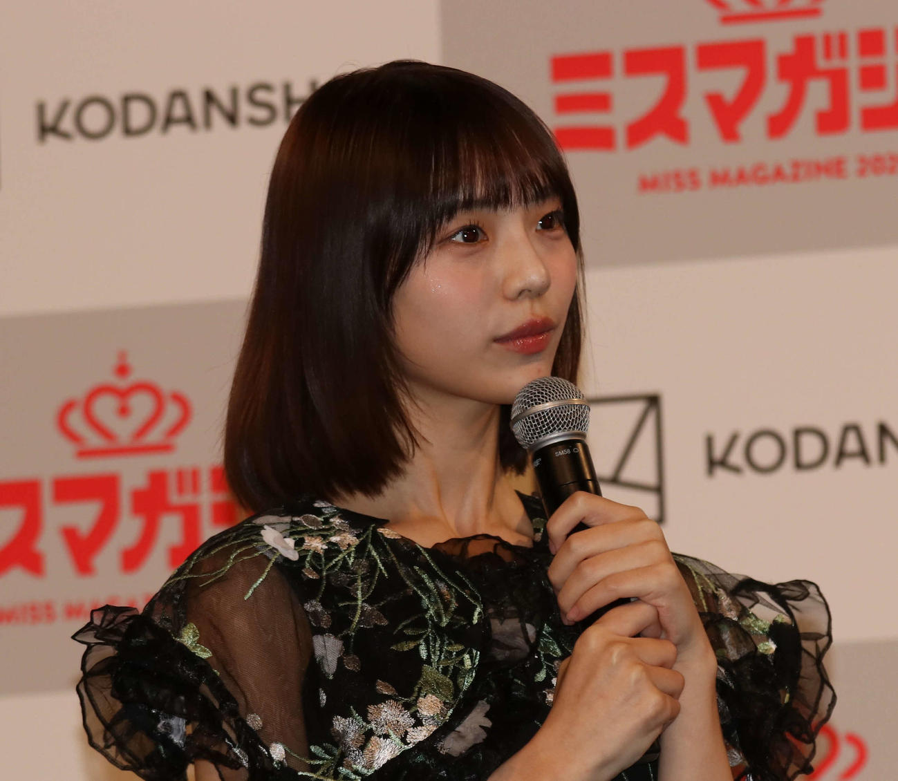 ミスマガジン2025ベスト16お披露目イベント　登壇する菊地姫奈（撮影・北村健龍）