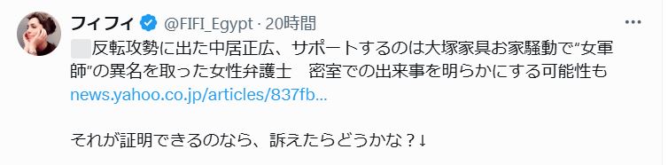 訴えたらどうかな？（フィフィのXから）