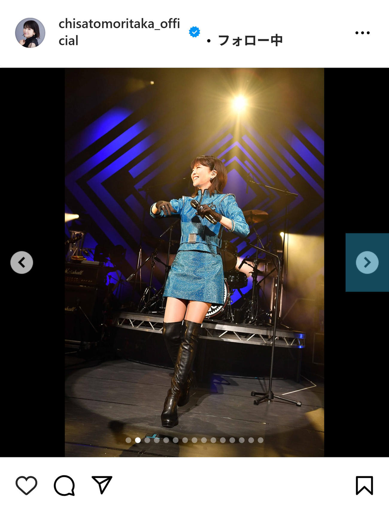 美脚でもファンを魅了した森高千里（インスタグラムから）