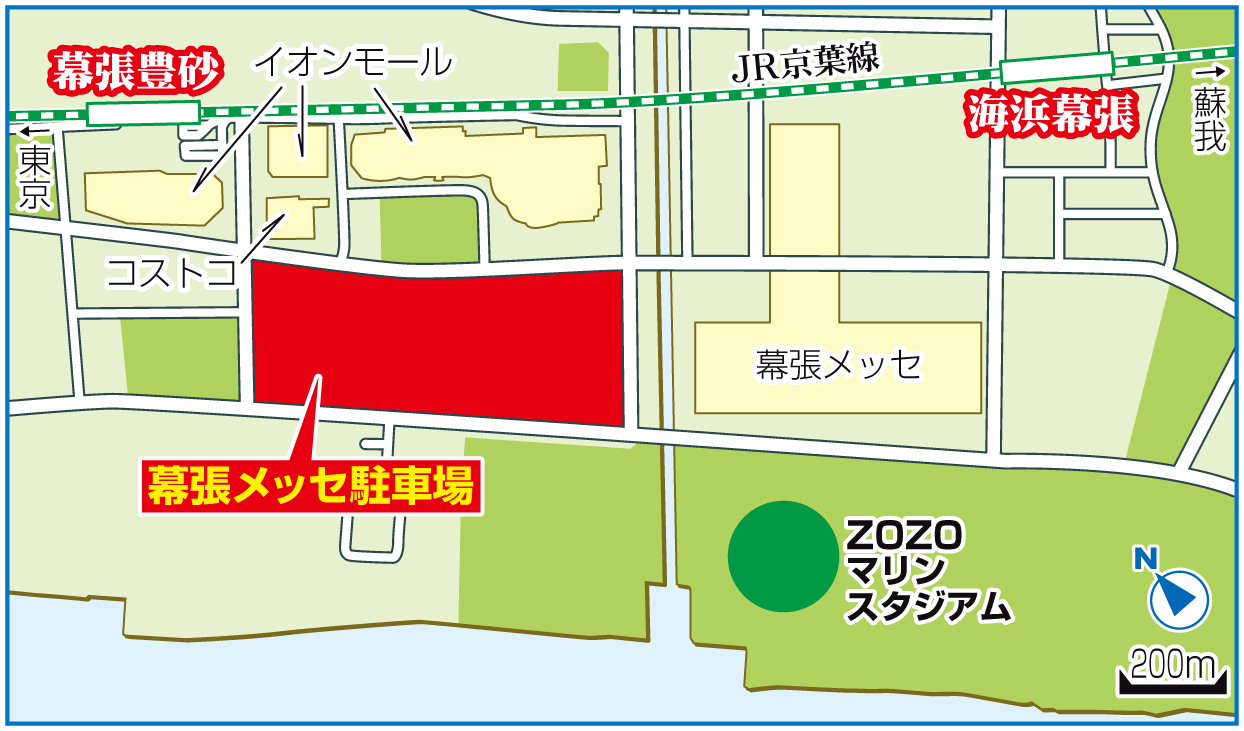 【イラスト】ZOZOマリンスタジアム幕張メッセ駐車場地図