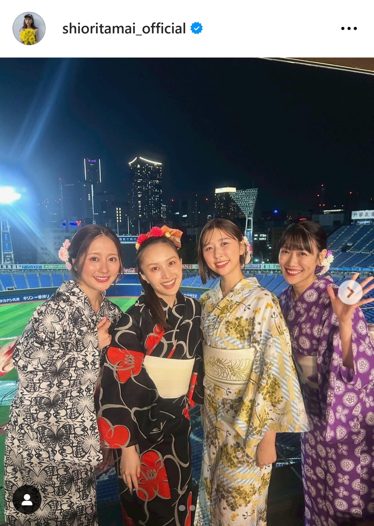 浴衣姿のももクロ（玉井詩織のインスタグラムから）