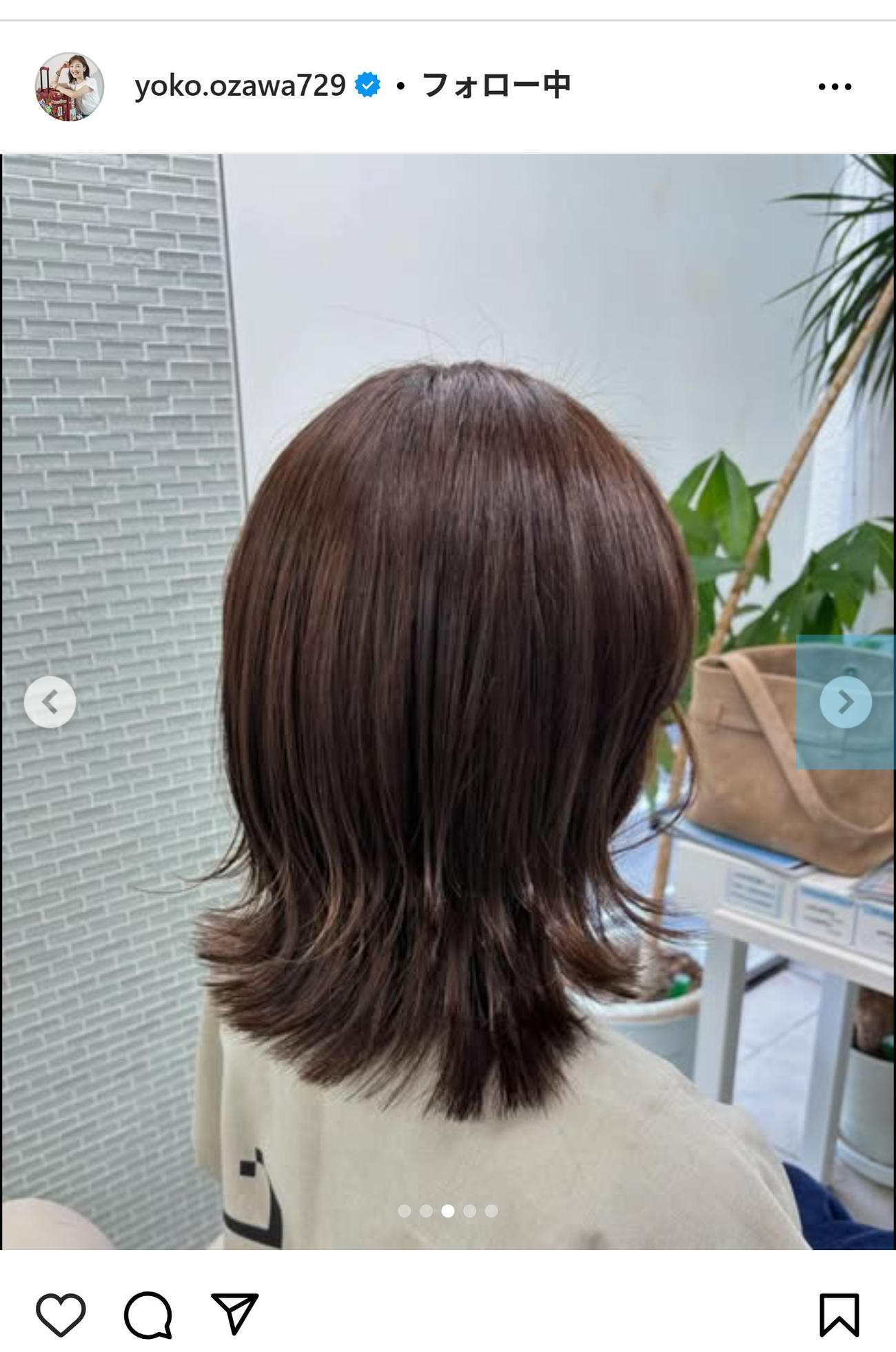 小澤陽子アナのインスタグラムから