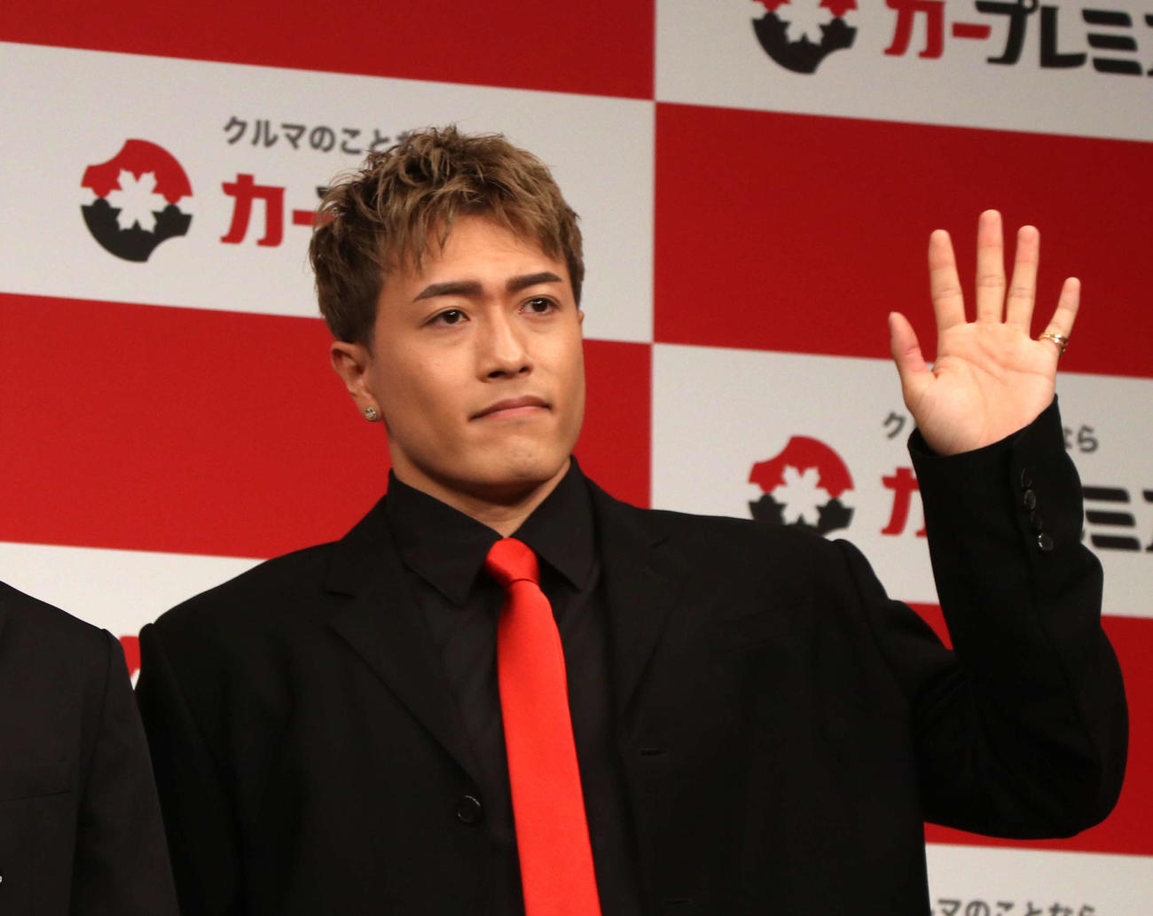 カープレミアの新CM発表会見に登壇したGENERATIONS中務裕太（撮影・寺本吏輝）