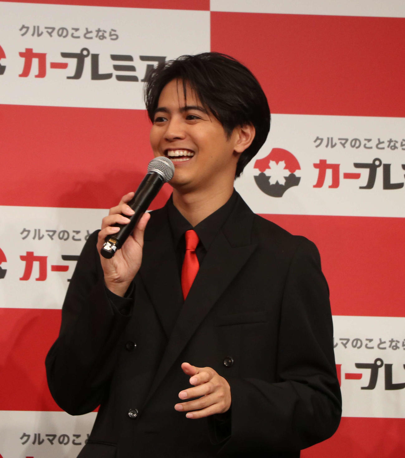 カープレミアの新CM発表会見に登壇したGENERATIONS片寄涼太（撮影・寺本吏輝）