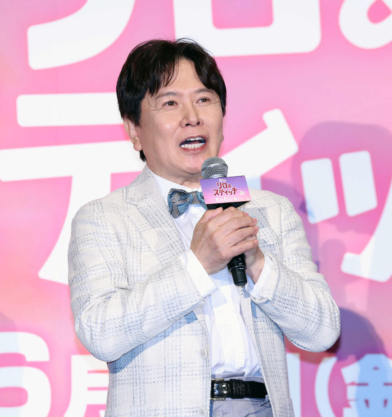 映画「リロ＆スティッチ」吹替版完成披露試写会に登壇した三ツ矢雄二（撮影・山本朝陽）