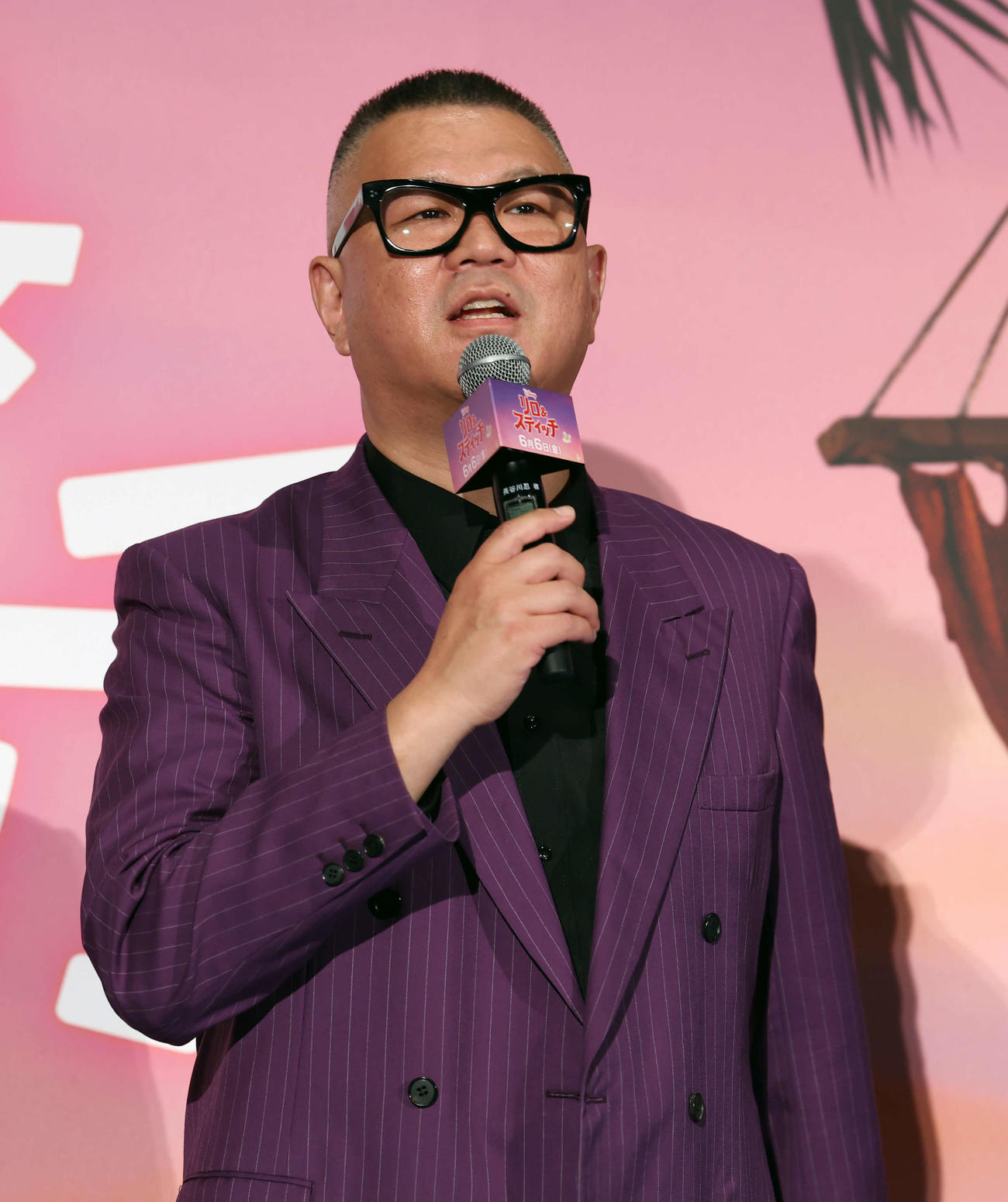 映画「リロ＆スティッチ」吹替版完成披露試写会に登壇した長谷川忍（撮影・山本朝陽）