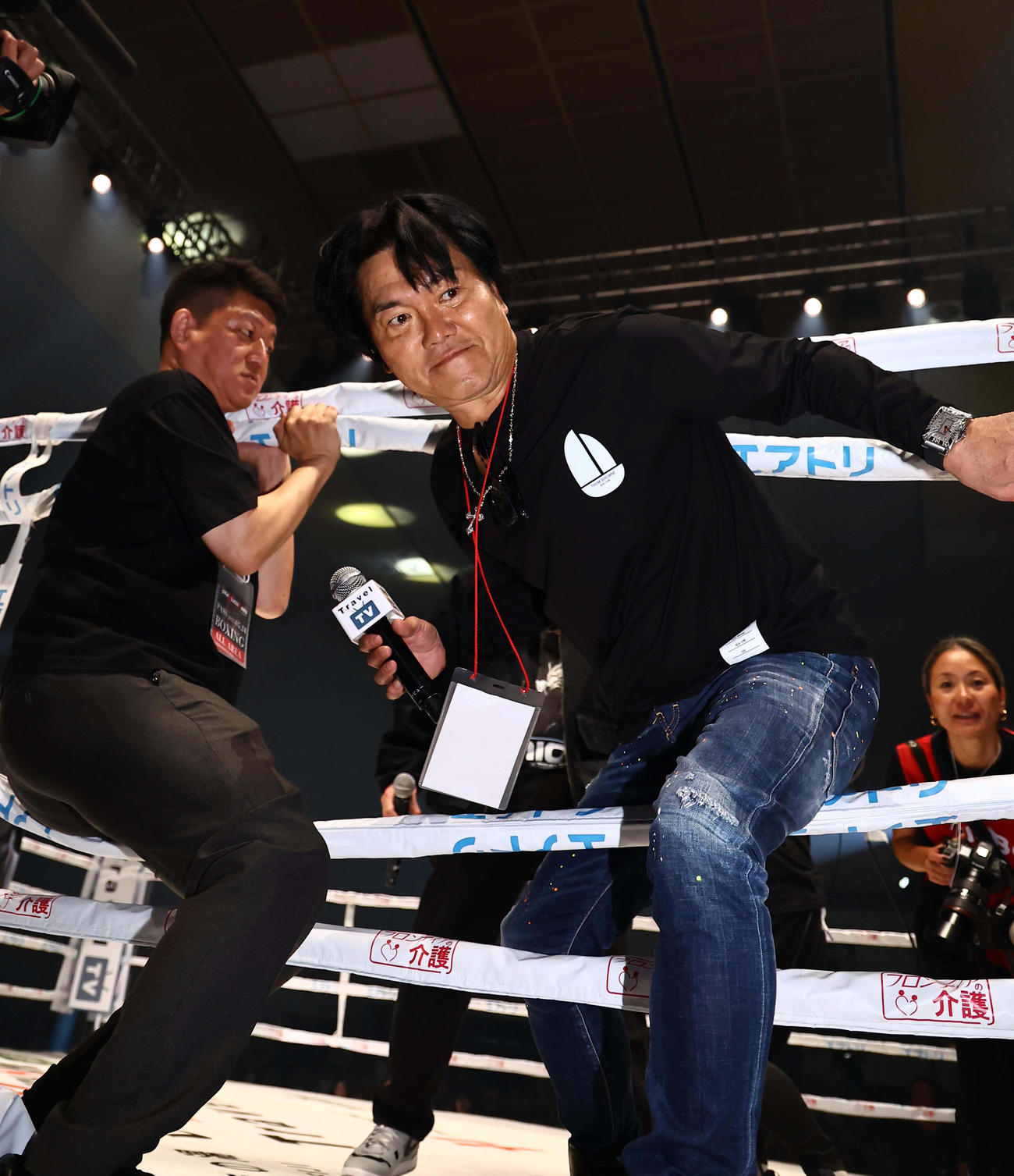 リングに上がった島田紳助氏（撮影・上田博志）