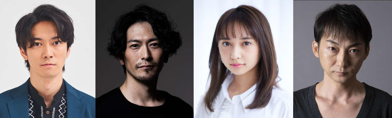 舞台「炎の風景」キャスト陣、左から主演のふぉ～ゆ～辰巳雄大、須賀貴匡、小宮有紗、波岡一喜