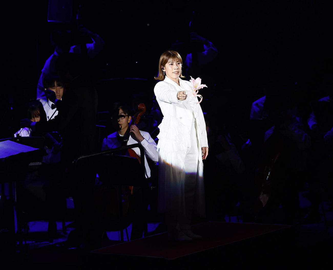 「IGアリーナ」開業式典のオープニングアクトに登場したレスリング女子元日本代表の吉田沙保里（撮影・藤尾明華）