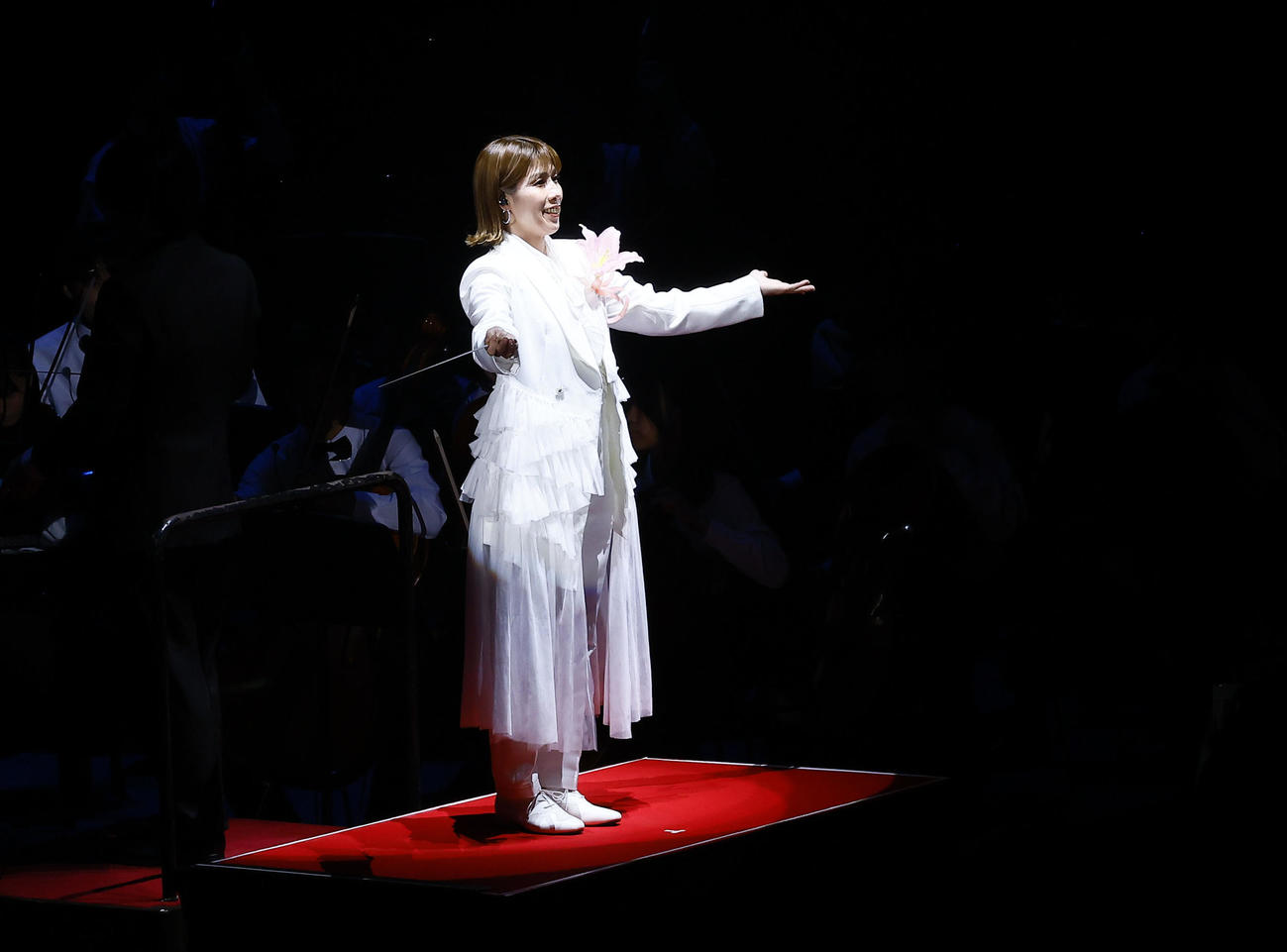 「IGアリーナ」開業式典のオープニングアクトに登場したレスリング女子元日本代表の吉田沙保里（撮影・藤尾明華）