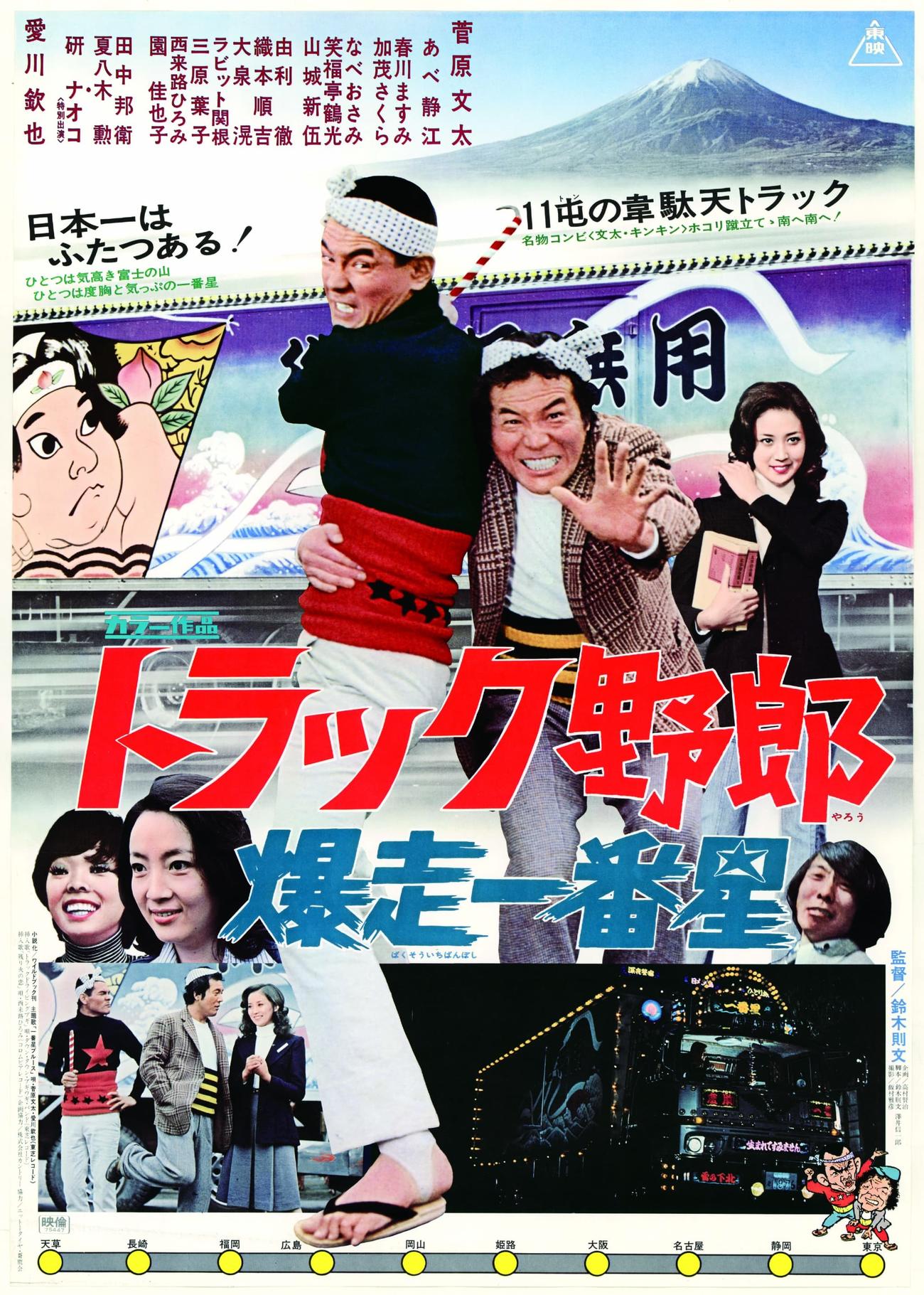 映画トラック野郎シリーズ第2作「爆走一番星」のポスター