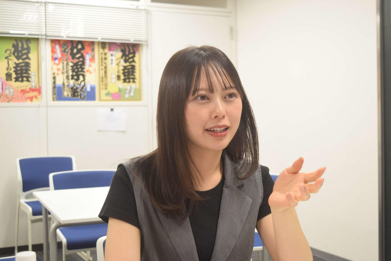 希望いっぱいの大平萌笑（撮影・阪口孝志）