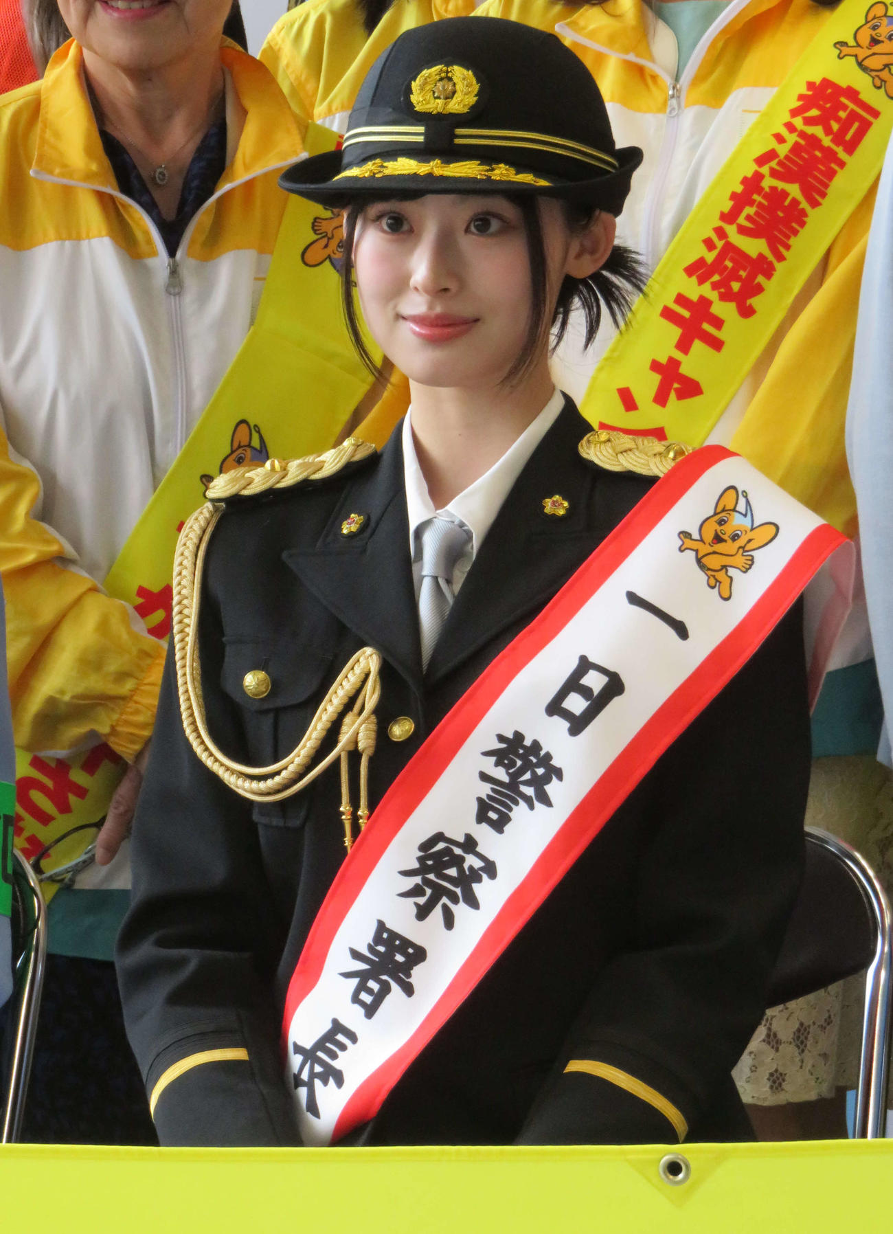 渋谷警察署の一日警察署長として痴漢被害防止キャンペーンに臨んだ井本彩花