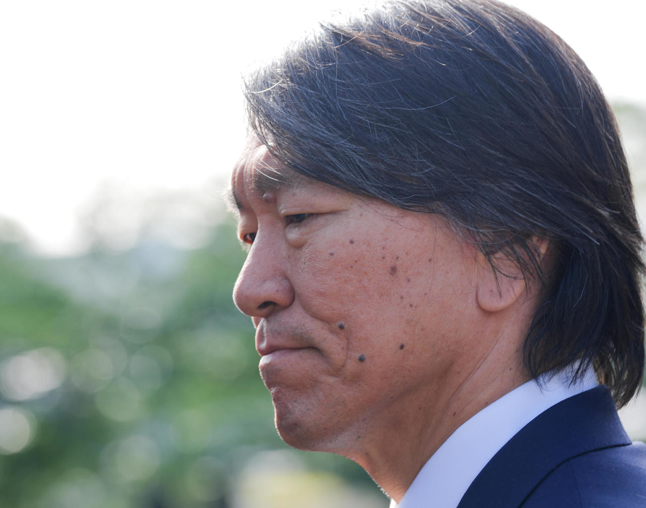 帰国し弔問に訪れた松井氏は、長嶋さんとの思い出を話す（撮影・菅敏）