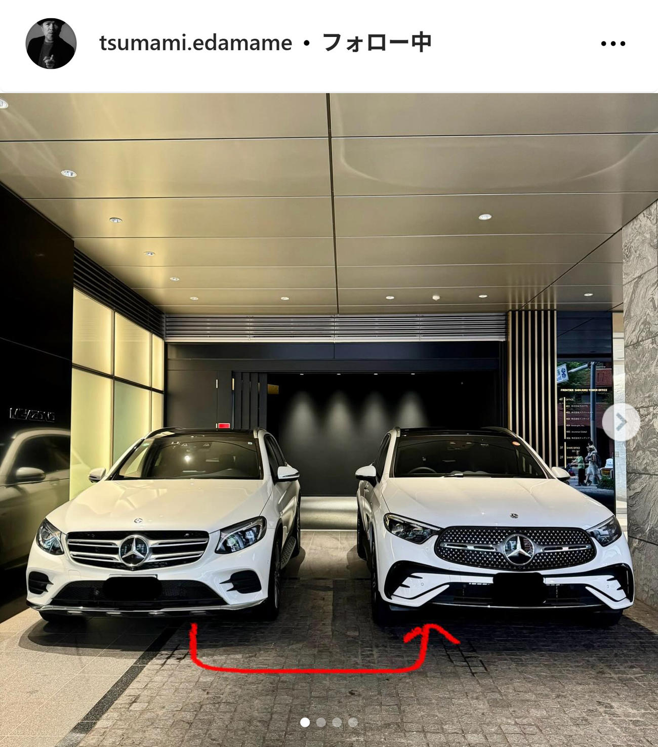 購入した新旧ベンツを公開（つまみ枝豆のインスタグラムから）