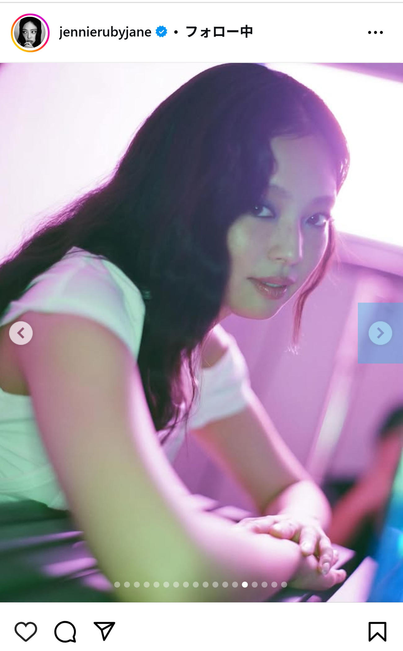 BLACKPINK・JENNIEのインスタグラムから