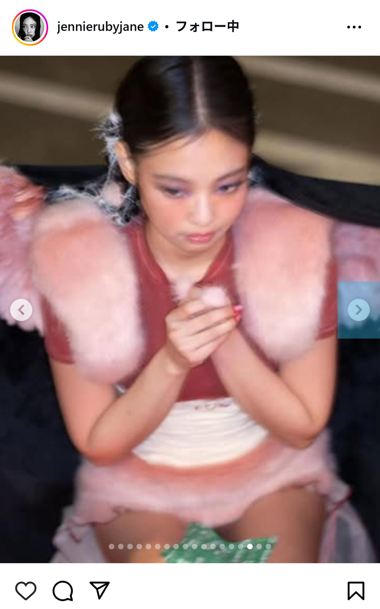 BLACKPINK・JENNIEのインスタグラムから