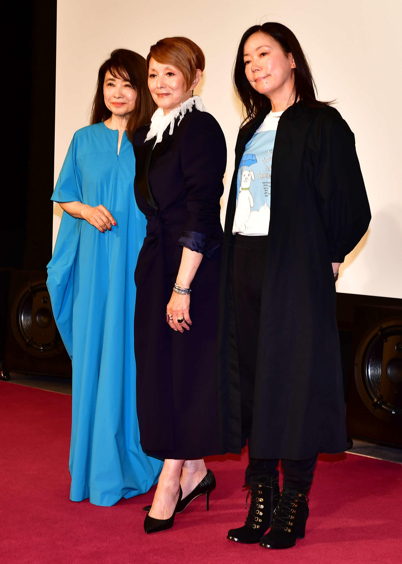 NHKプレミアム連続ドラマ「照子と瑠衣」の会見に出席した、左から風吹ジュン、夏木マリ、脚本・ディレクターの大九明子氏　（撮影・松尾幸之介）